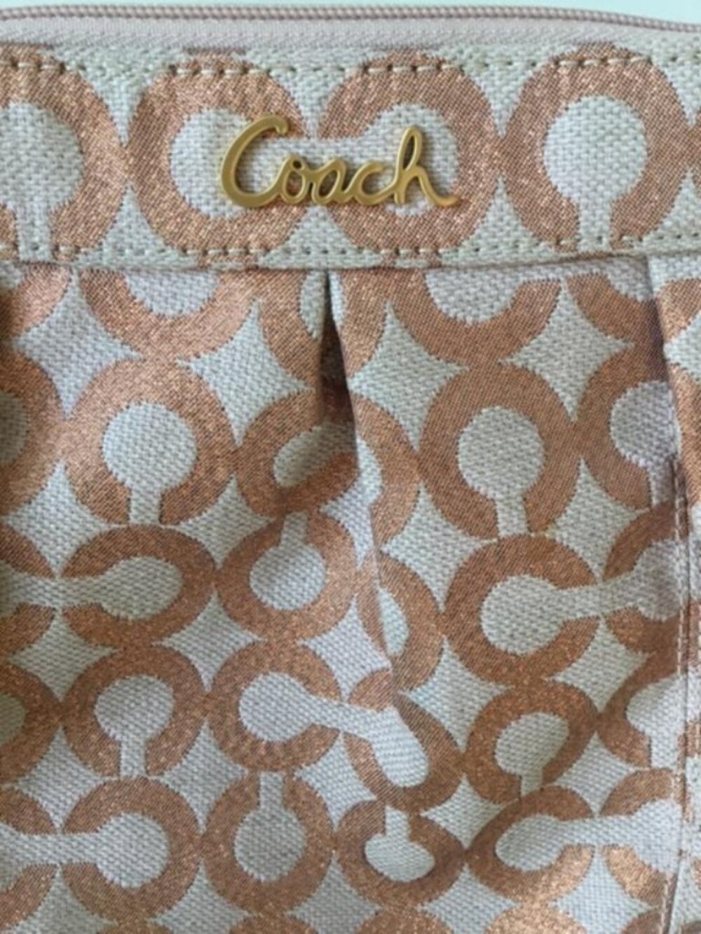 Coach Parker Op Art Swing Pak Crossbody Bag w/Metallic Rose Gold C's Monogram - Picture 4 of 6